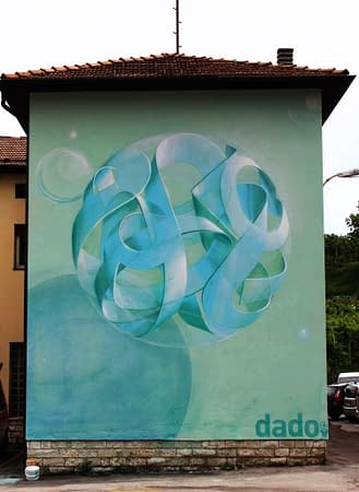 Sfera fiocco di neve by Dado artwork on wall in Cles - aerosol art - front view